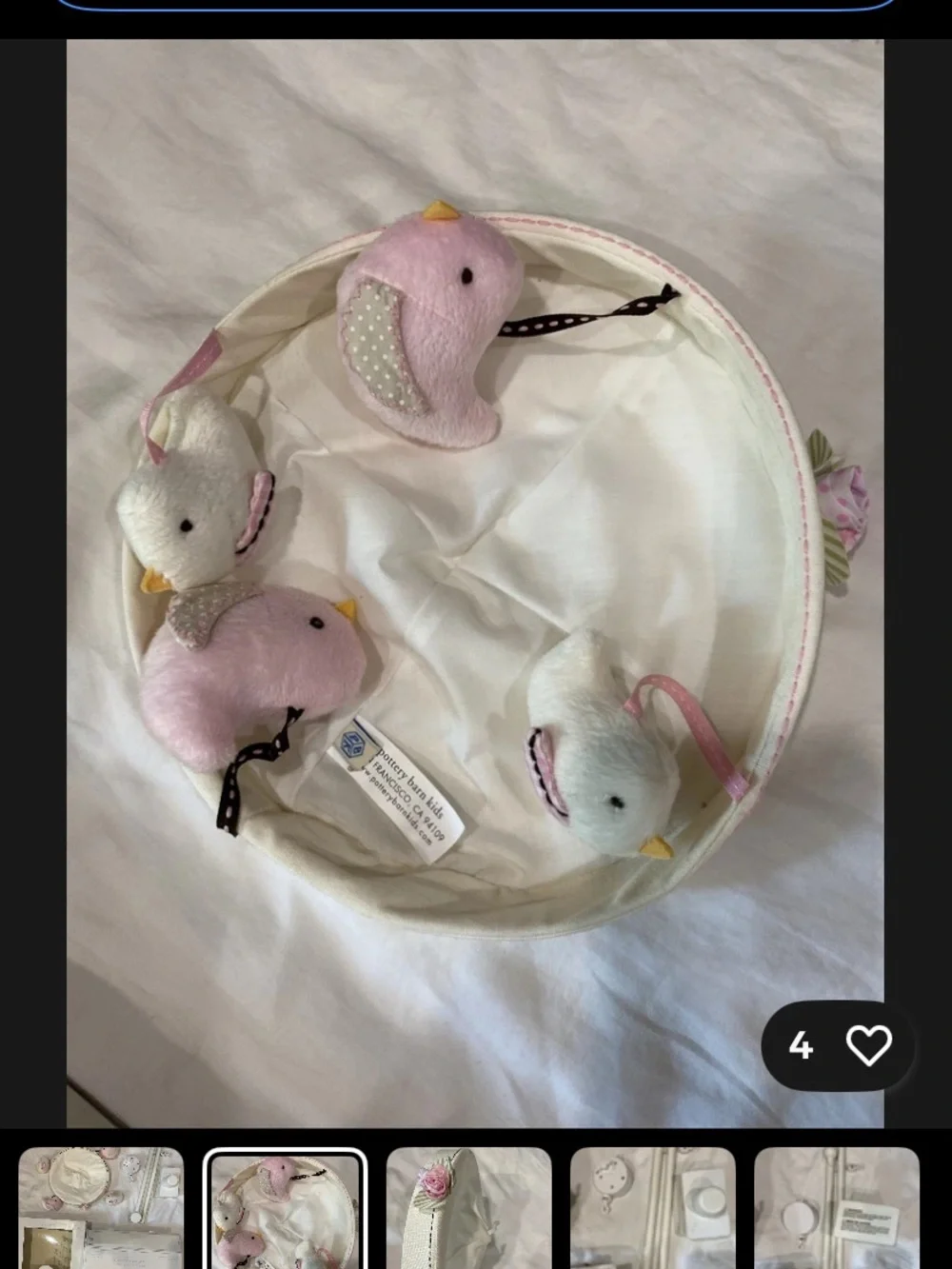 Pottery Barn, Bird Nursery Mobile, With Wooden Crib Mobile Arm Included